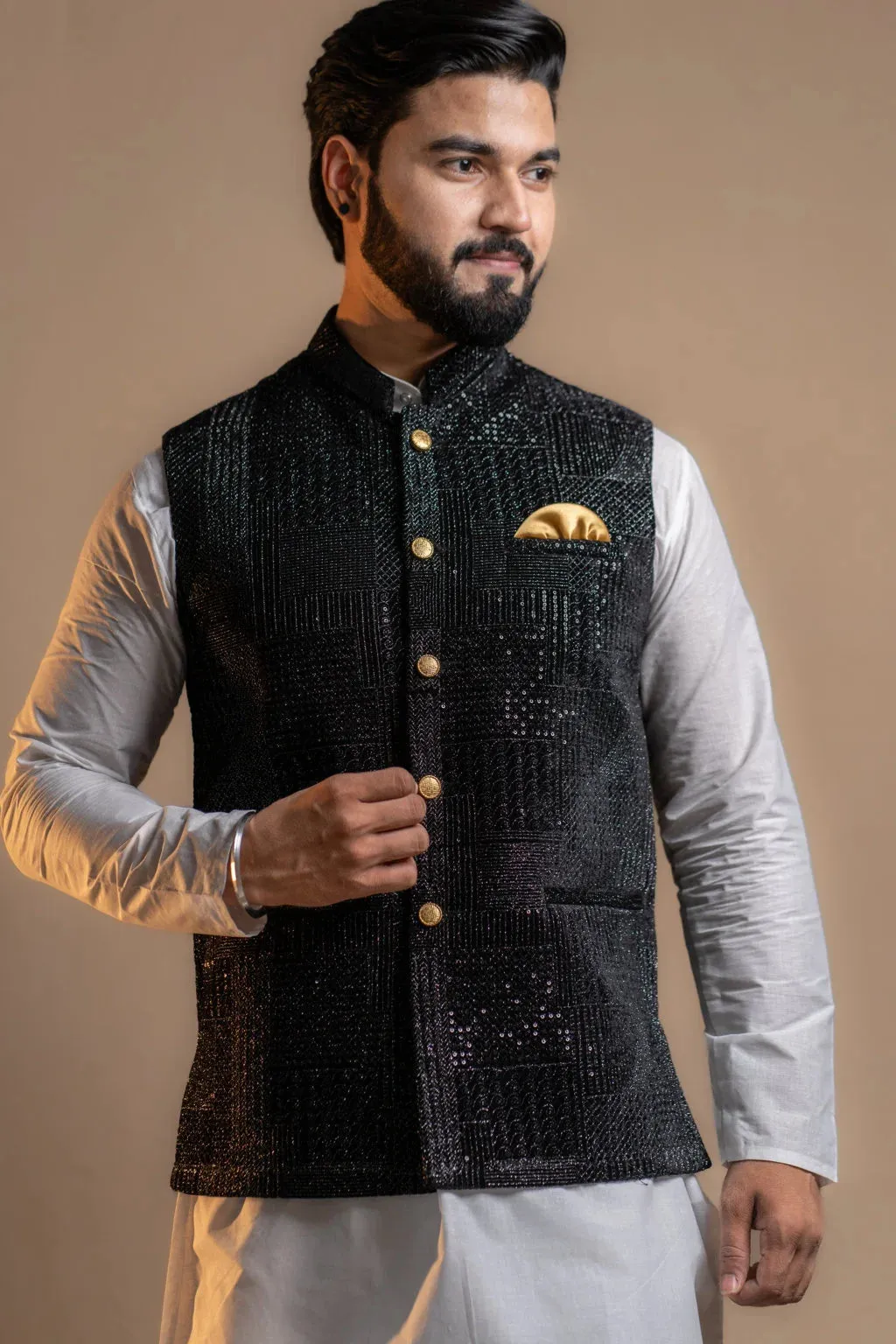 Men's Classic Partywear Black Nehru Jacket