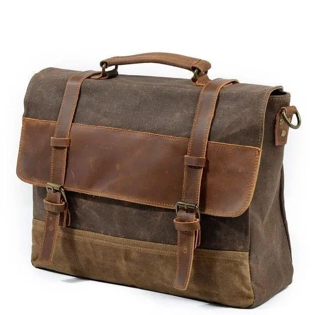 Mens Waxed Canvas Laptop Messenger Bag