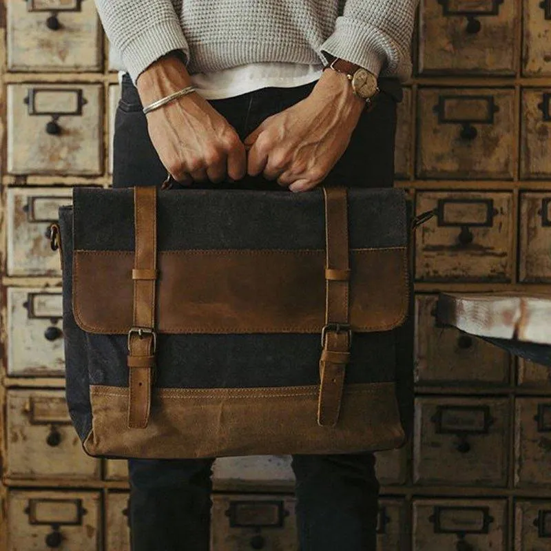 Mens Waxed Canvas Laptop Messenger Bag