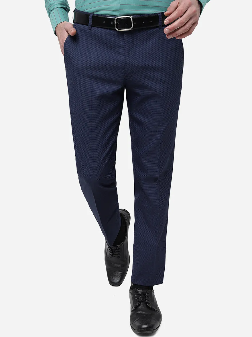 Navy Blue Solid Super Slim Fit Formal Trouser | JadeBlue
