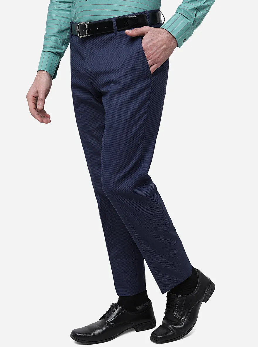 Navy Blue Solid Super Slim Fit Formal Trouser | JadeBlue