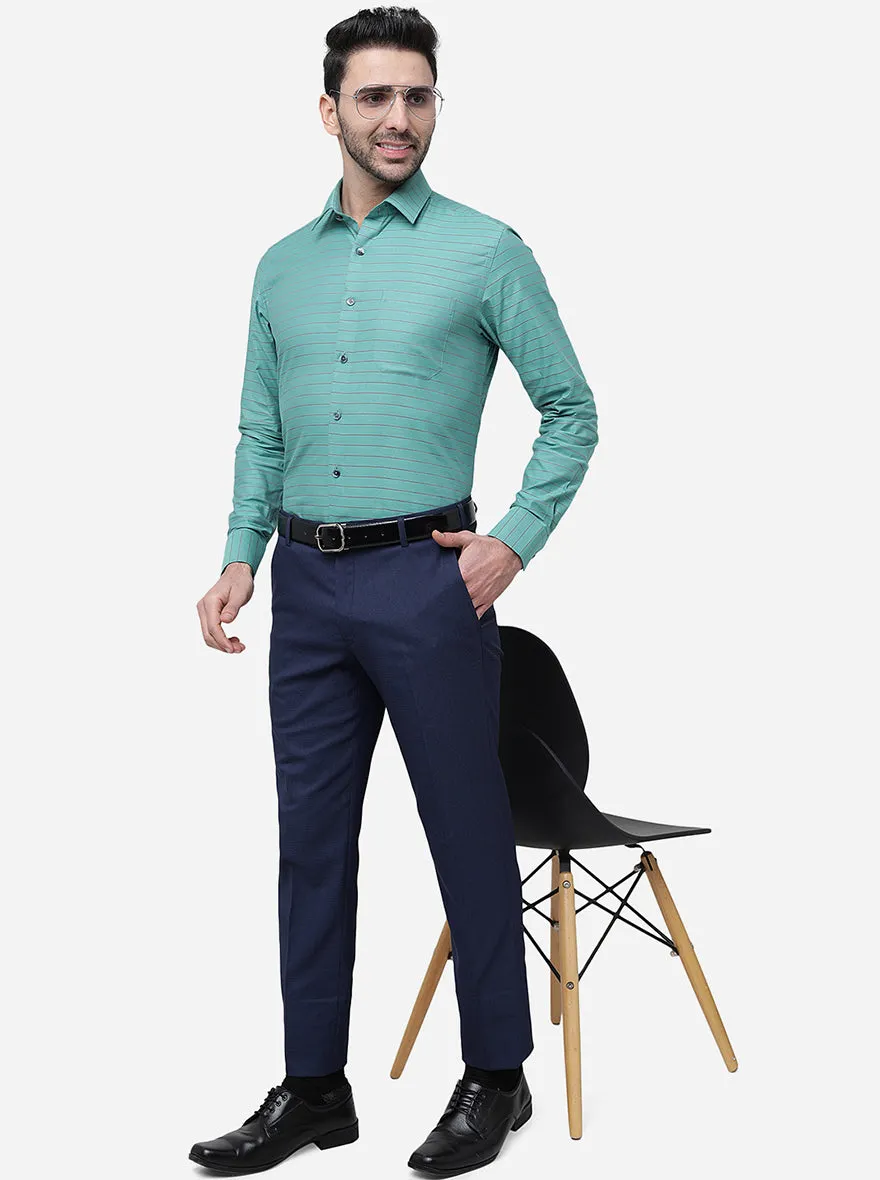 Navy Blue Solid Super Slim Fit Formal Trouser | JadeBlue