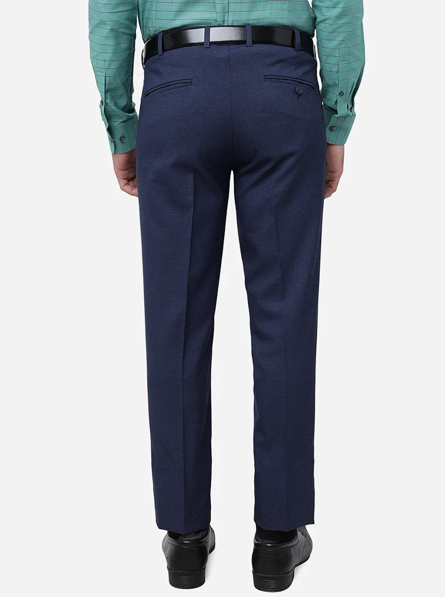Navy Blue Solid Super Slim Fit Formal Trouser | JadeBlue