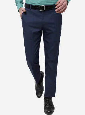 Navy Blue Solid Super Slim Fit Formal Trouser | JadeBlue
