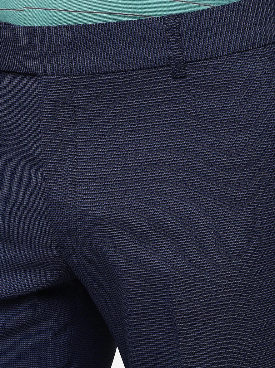 Navy Blue Solid Super Slim Fit Formal Trouser | JadeBlue