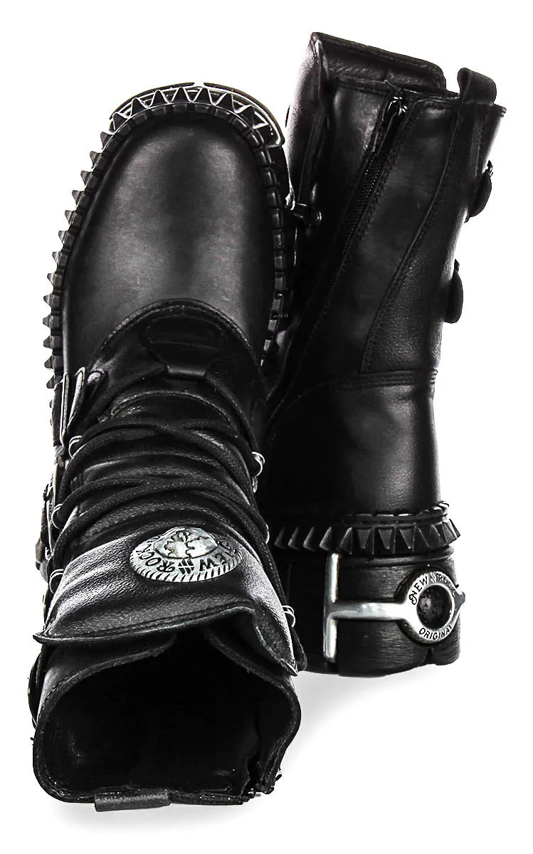 Newrock 373 Wall In Black Leather Boots