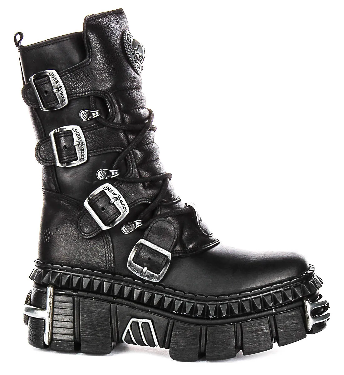 Newrock 373 Wall In Black Leather Boots