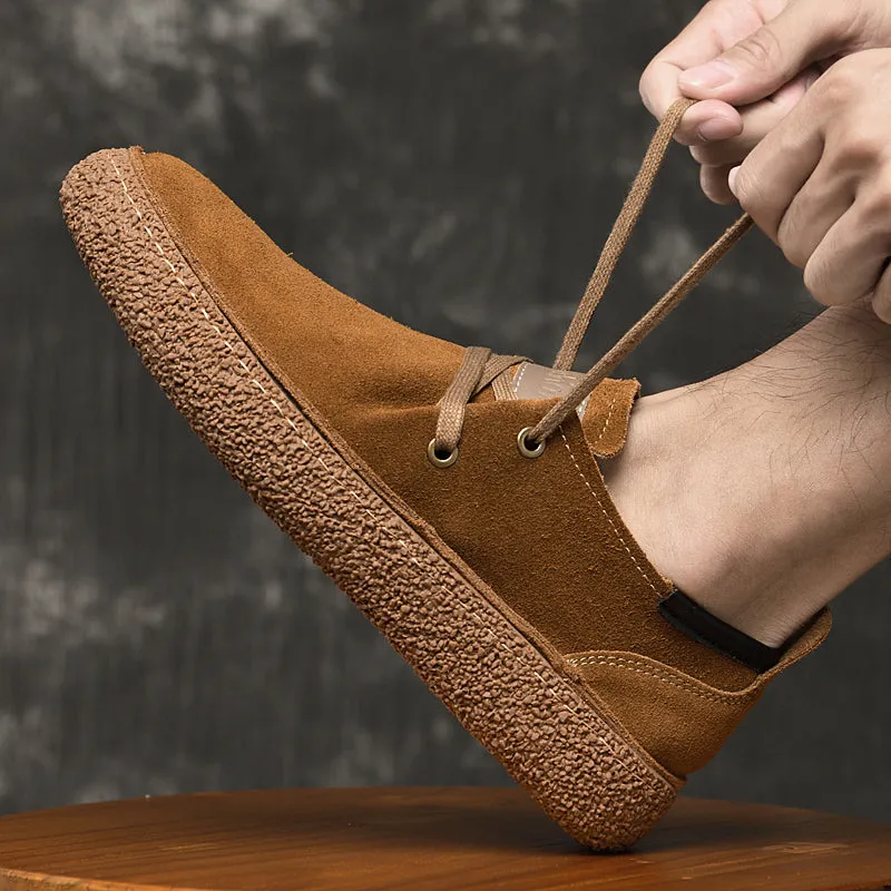 Nubuck Leather Loose Fitting Casual Shoes