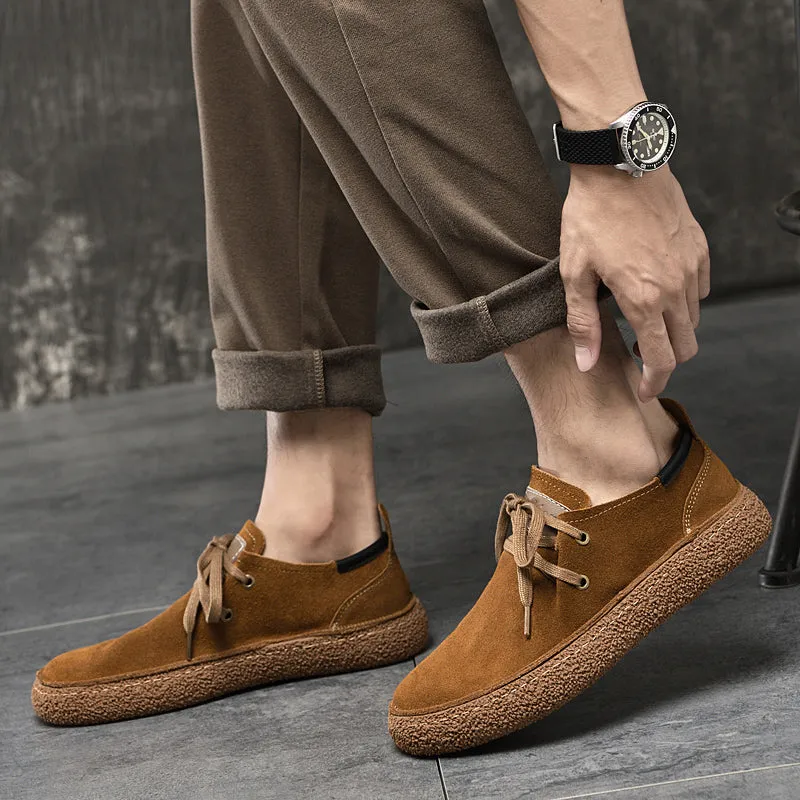 Nubuck Leather Loose Fitting Casual Shoes