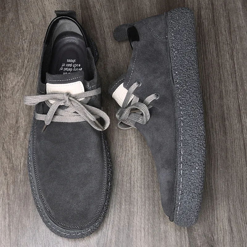 Nubuck Leather Loose Fitting Casual Shoes