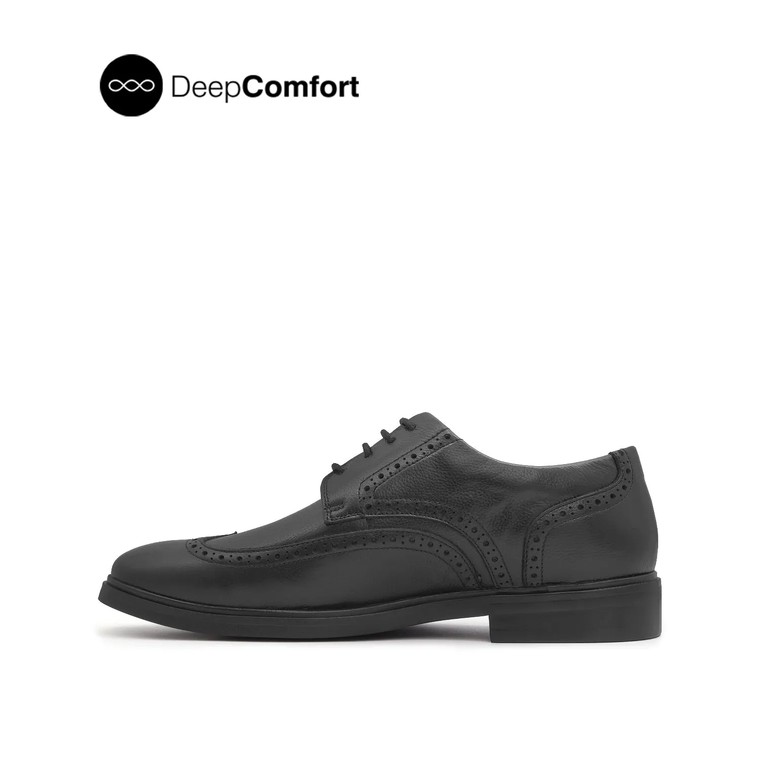 Nunzio Lace Up Wingtip Men's Shoes - Black Leather