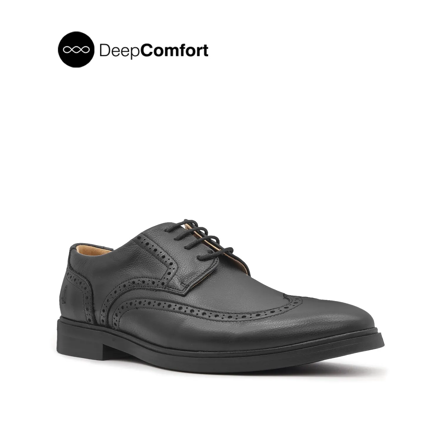 Nunzio Lace Up Wingtip Men's Shoes - Black Leather