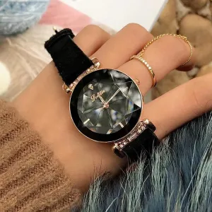 Octagonal Mirror  Women's Watch Solid Color