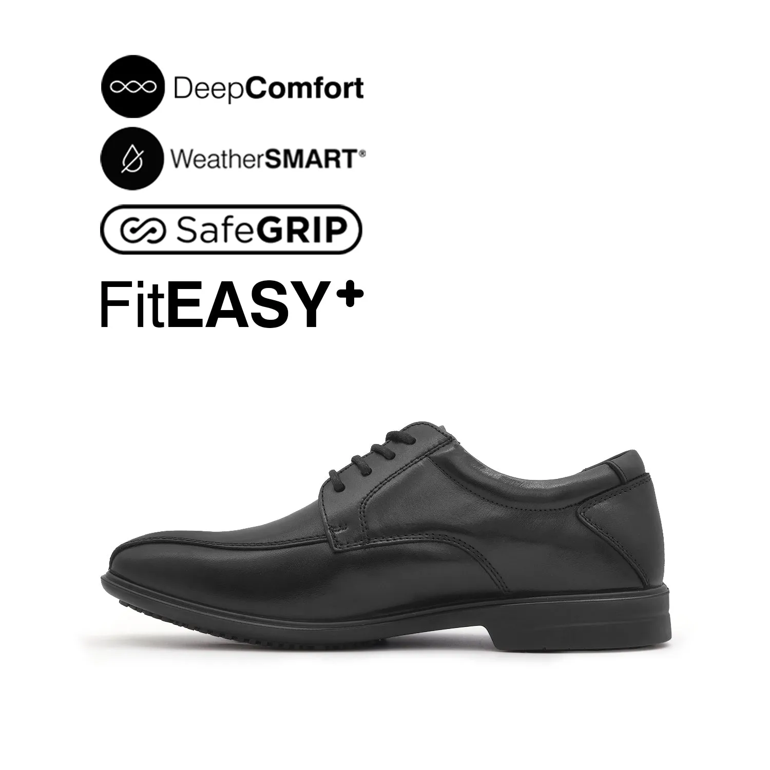 Otis Lace Up Bike Toe Men's Shoes - Black Leather Waterproof