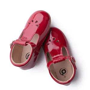 Patent Leather T-Bar | Color 'Ruby Red' | Hard Sole