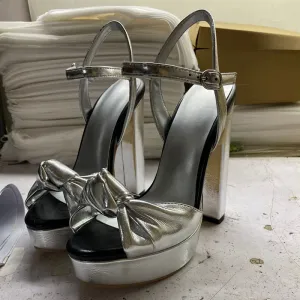 Round Toe Bow Knot Thick Heel Women Fashion Sandals
