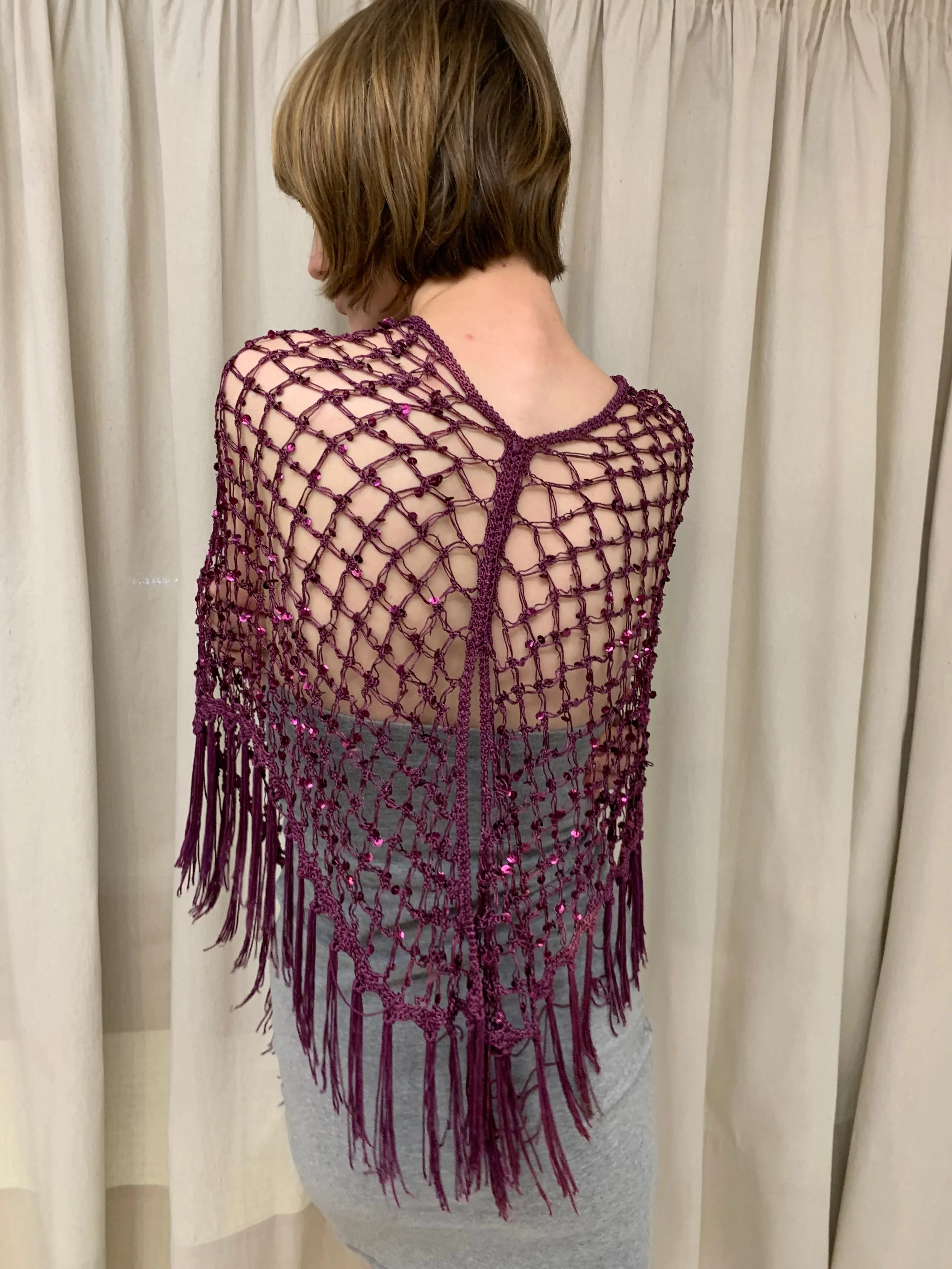 Sequin poncho, purple