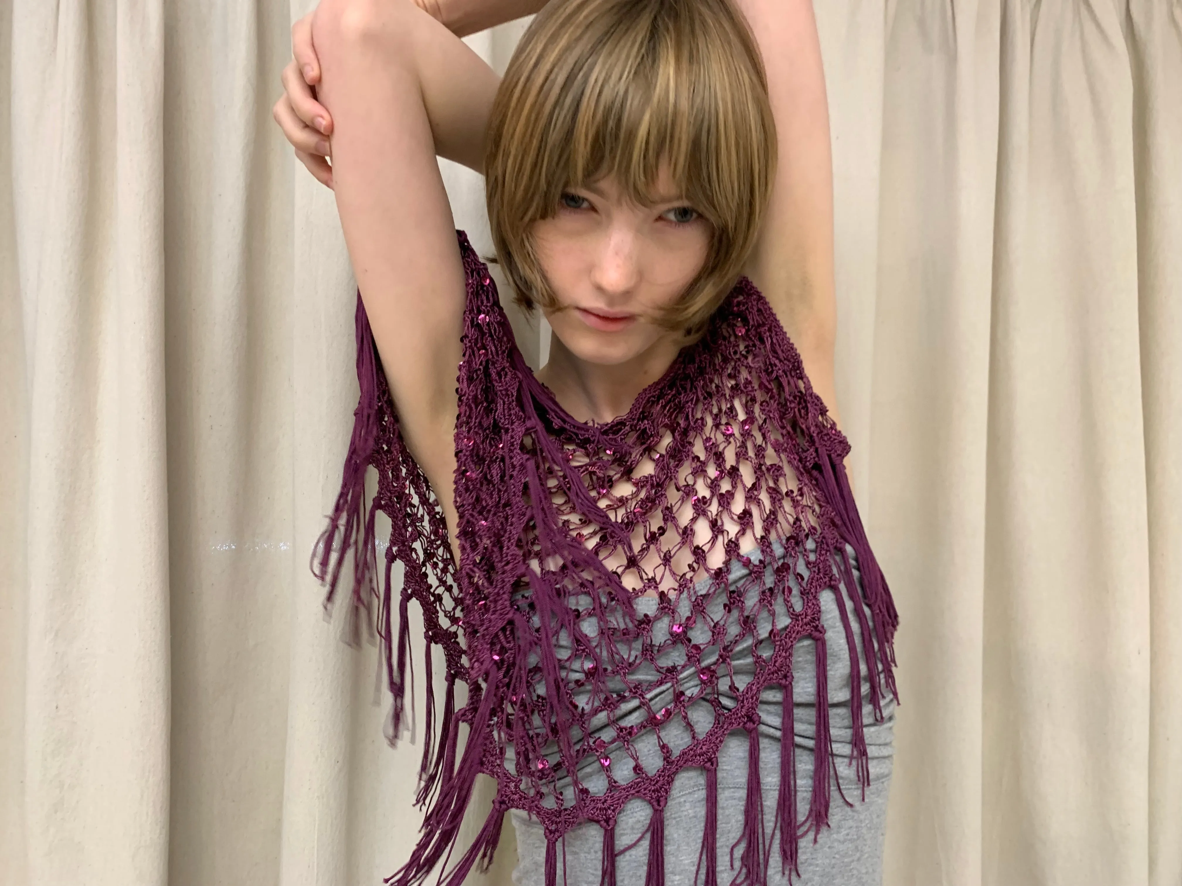 Sequin poncho, purple