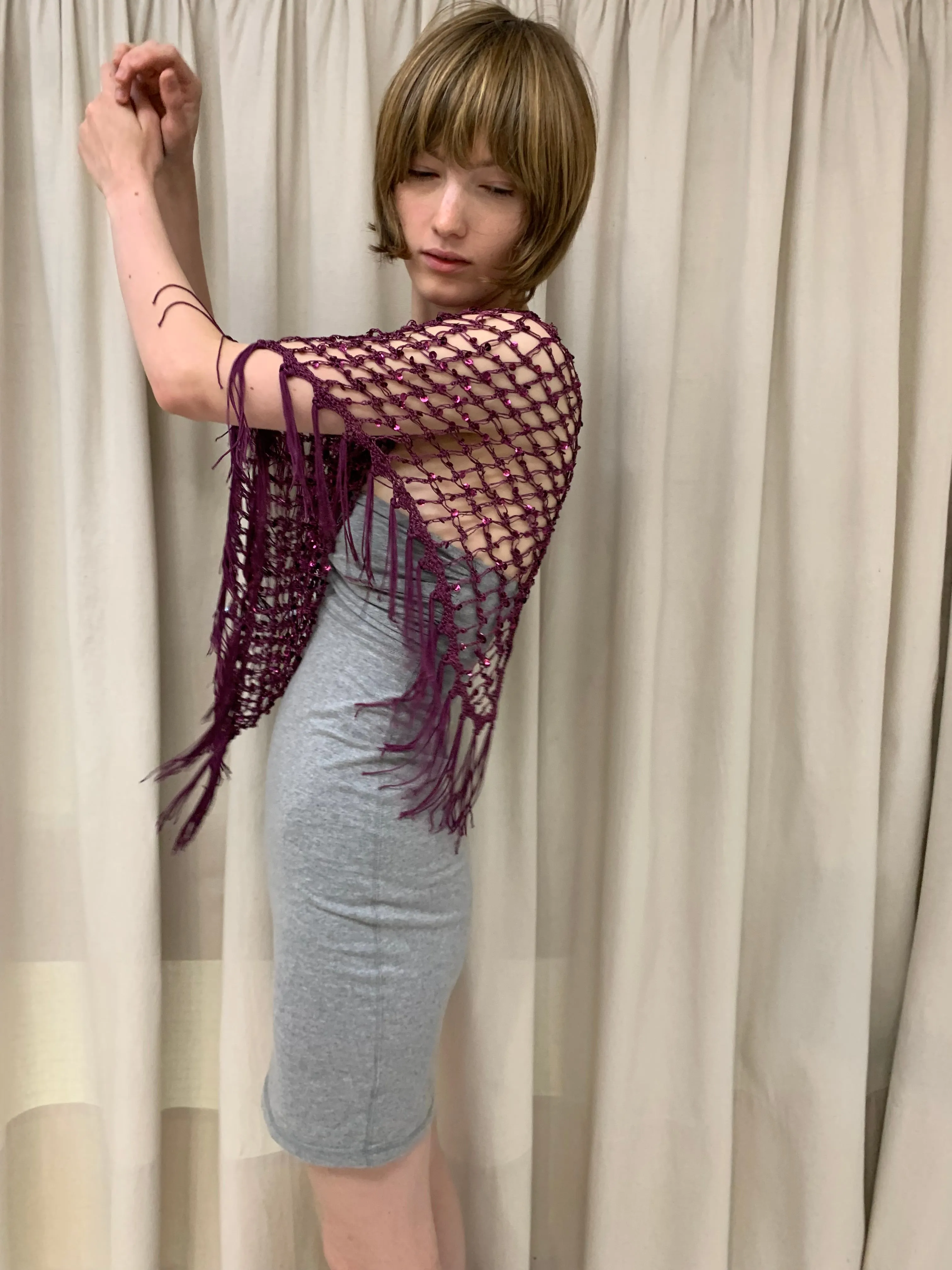 Sequin poncho, purple