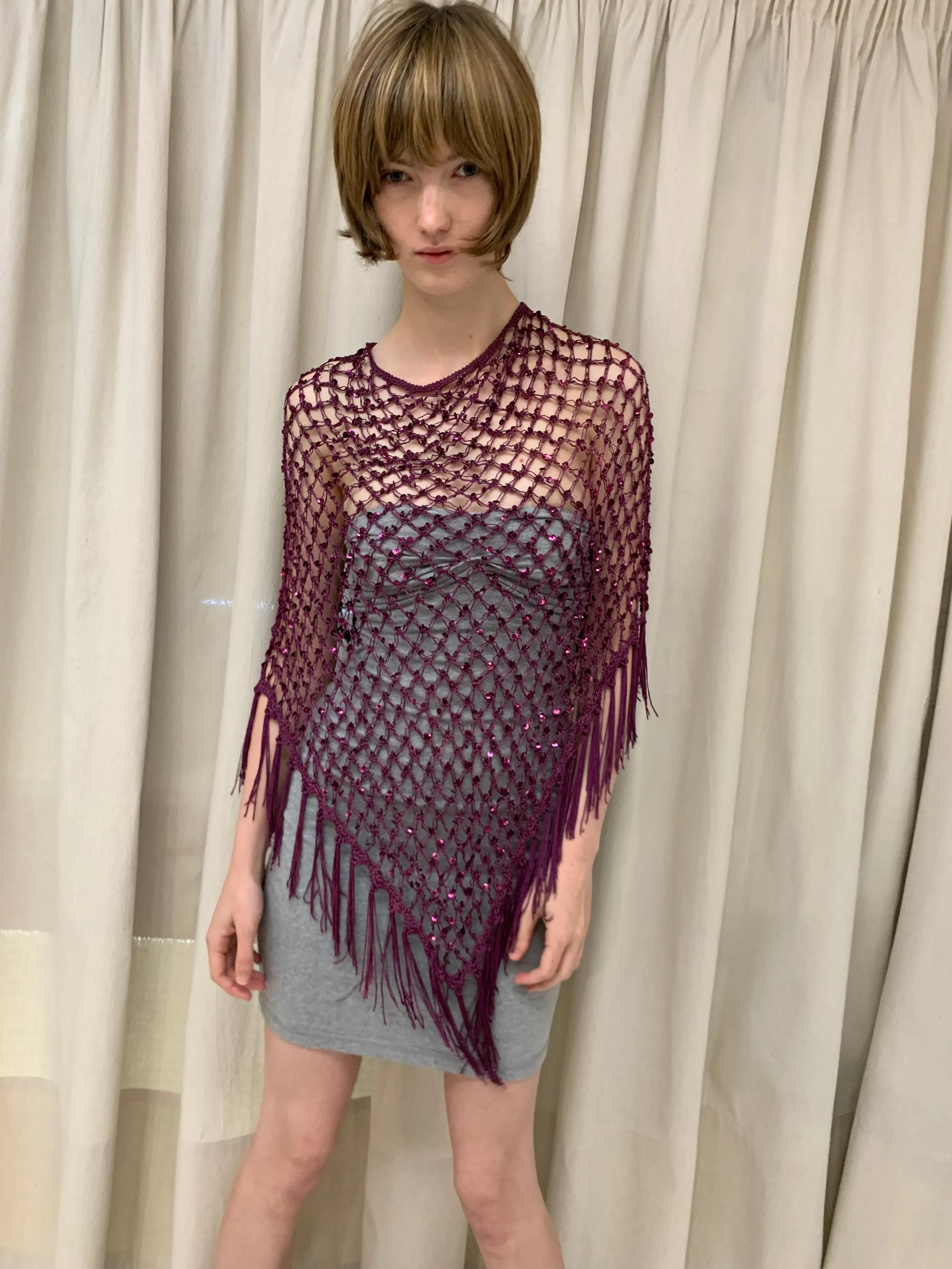 Sequin poncho, purple