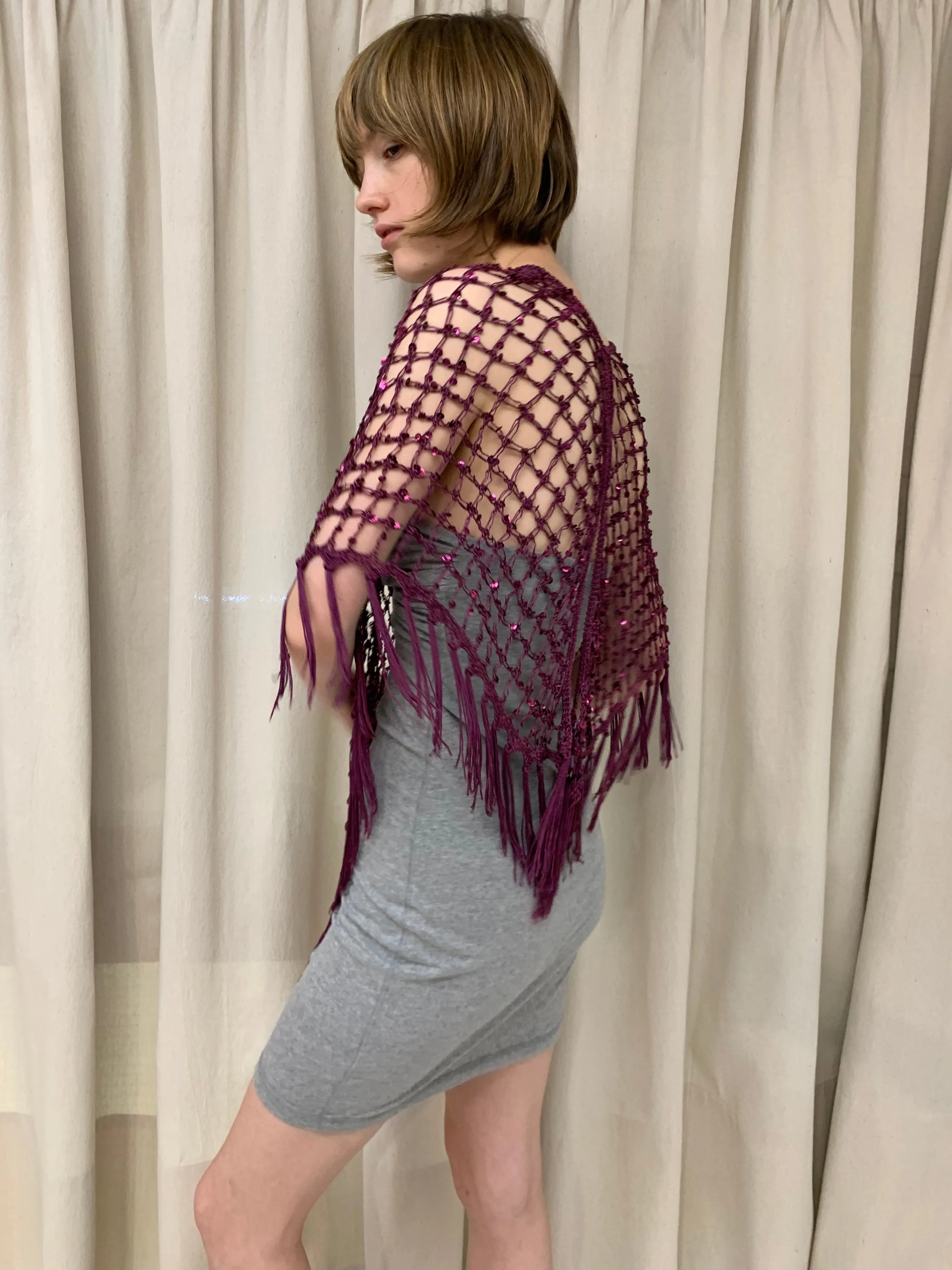 Sequin poncho, purple