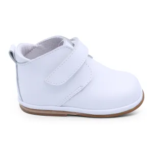 'Sergio' Boys White Leather Velcro Boots