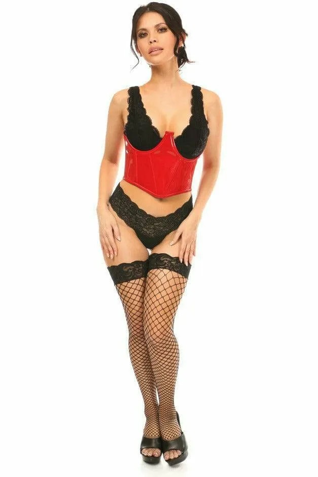 Sexy Red Patent Open Cup Underwire Waist Cincher