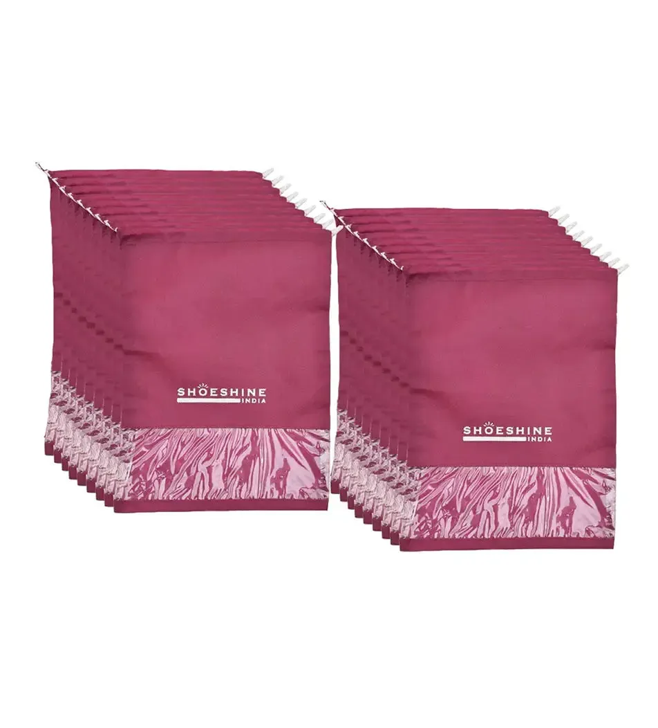 SHOESHINE Shoe Bags (Pack of 24) Travel Shoe Pouch - Pink