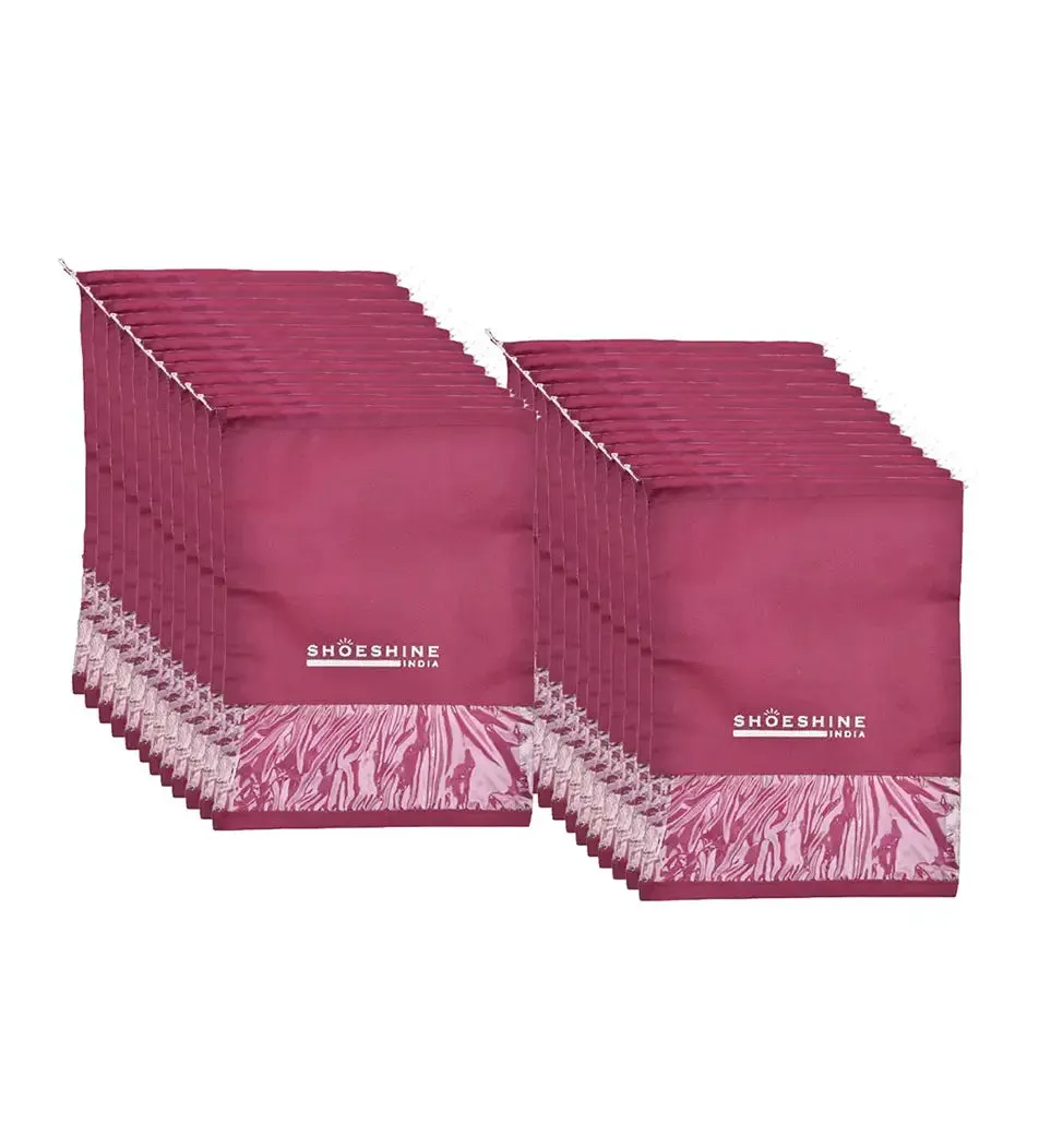 SHOESHINE Shoe Bags (Pack of 24) Travel Shoe Pouch - Pink