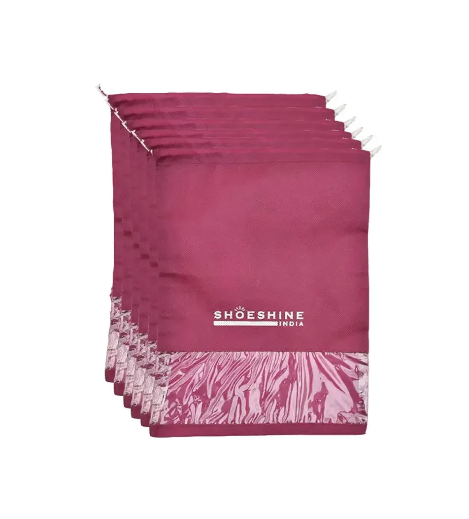 SHOESHINE Shoe Bags (Pack of 24) Travel Shoe Pouch - Pink