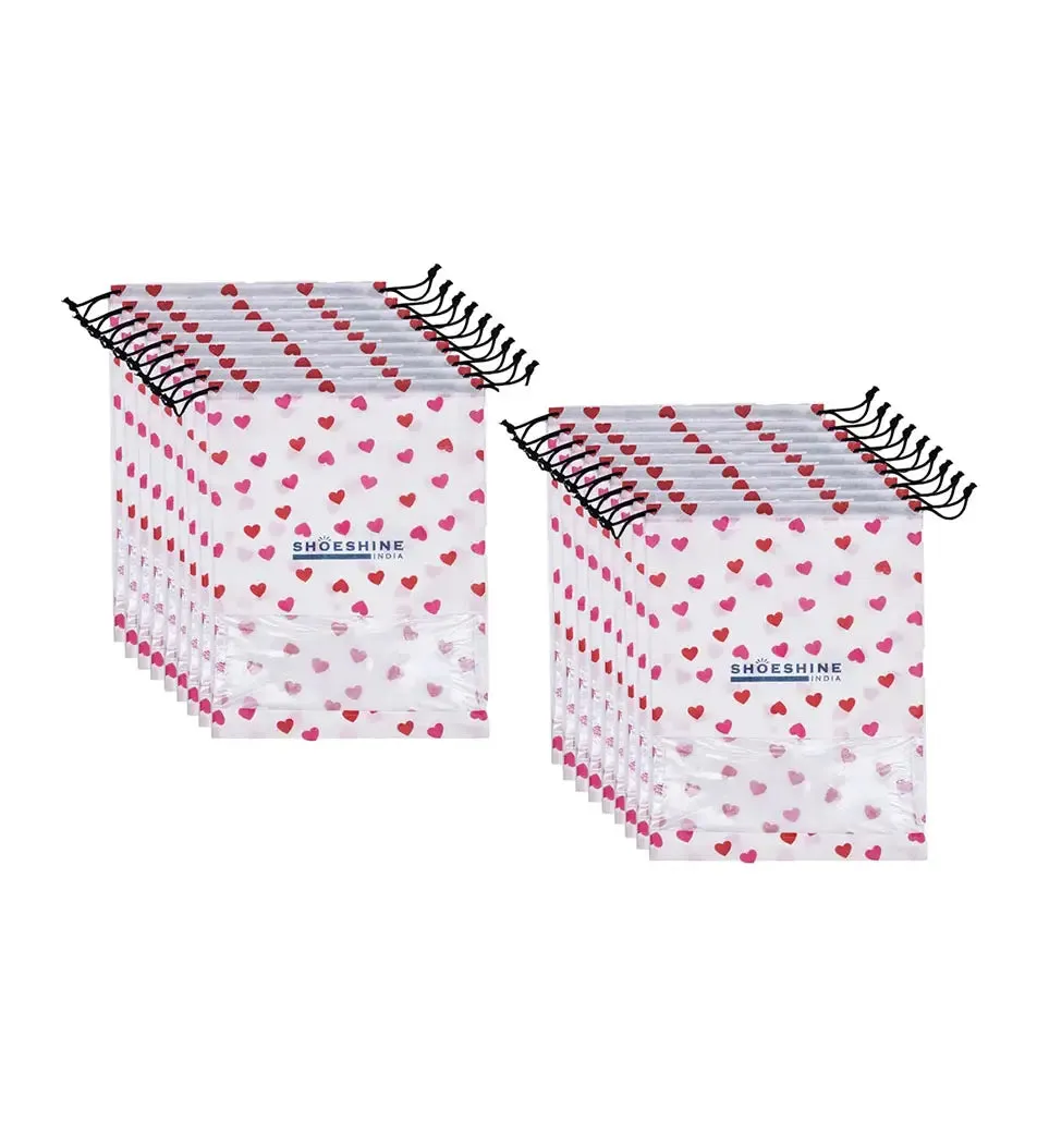 SHOESHINE Shoe Bags (Pack of 24) Travel Shoe Pouch - Pink