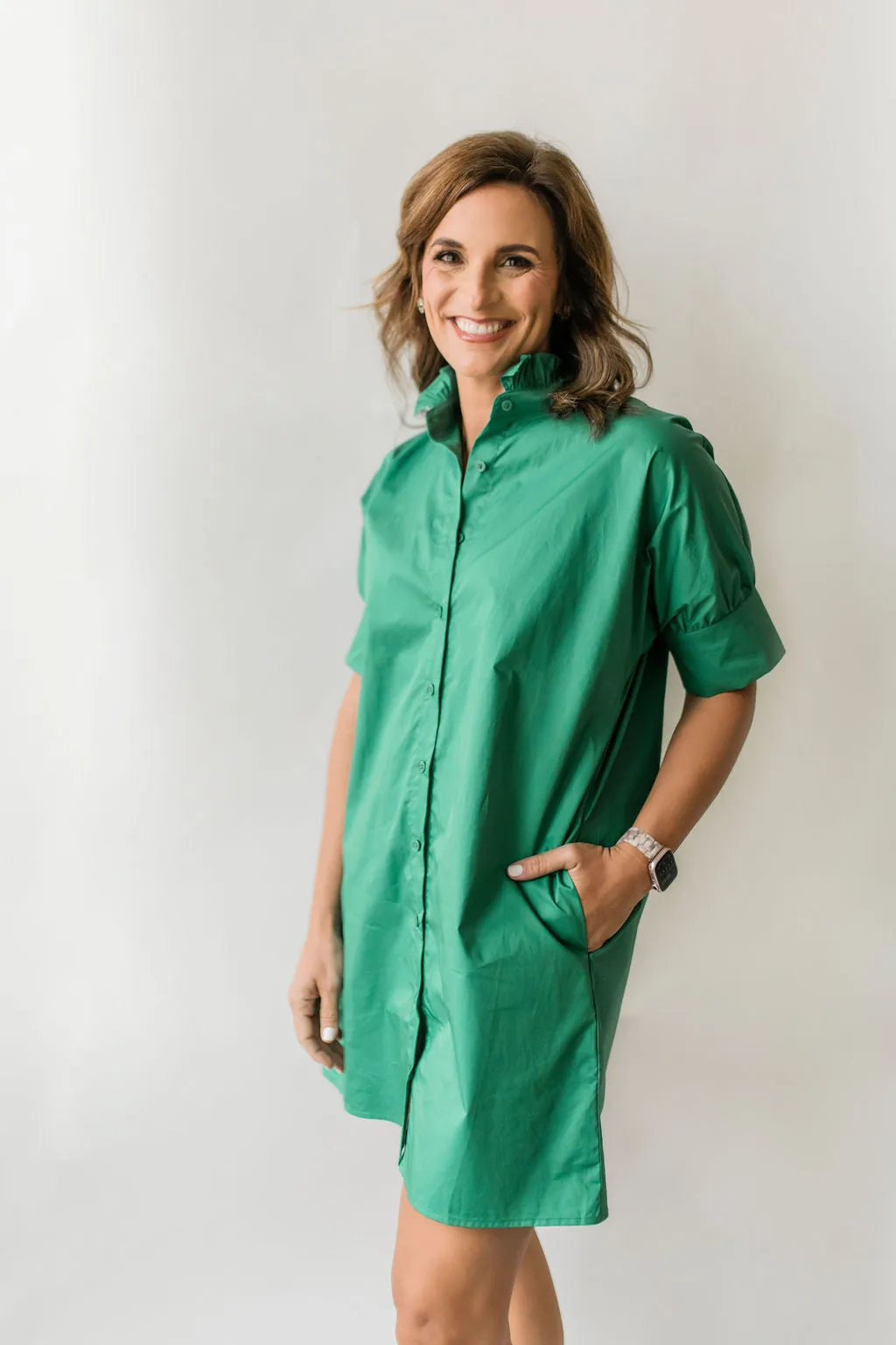 Short Ruffle Dress Green