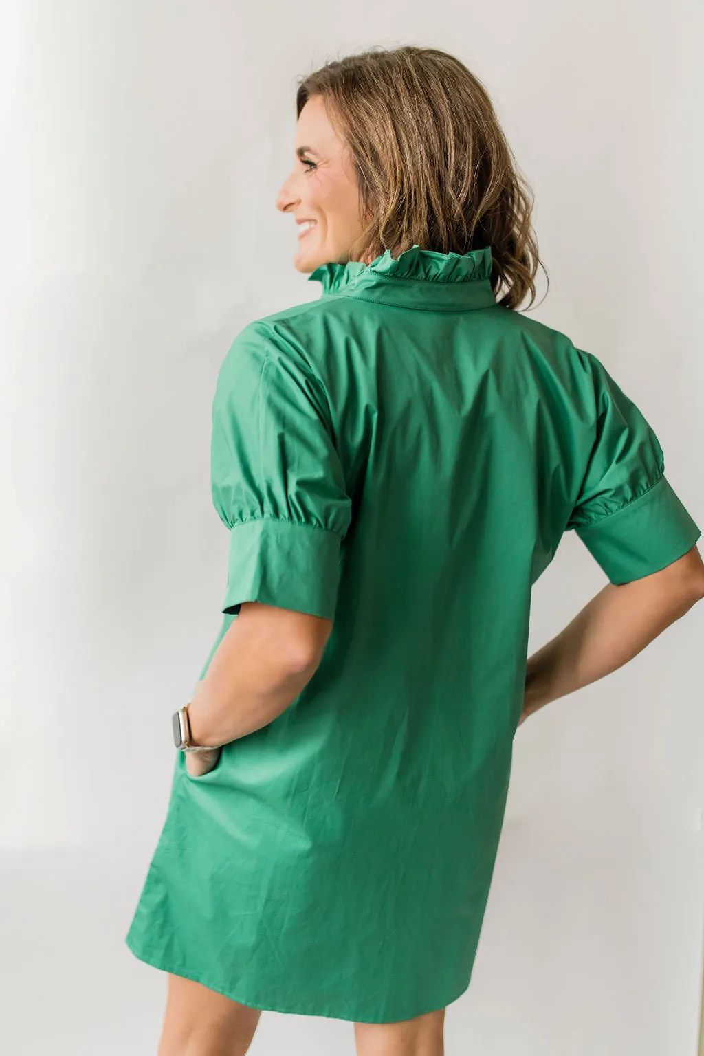 Short Ruffle Dress Green