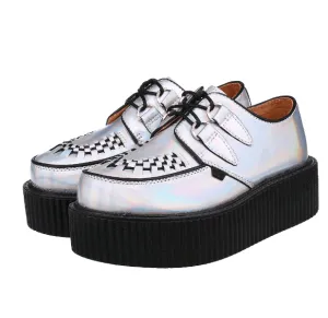 Silver laser illusion Harajuku Brock sponge cake bottom thick men and women shoes platform shoes