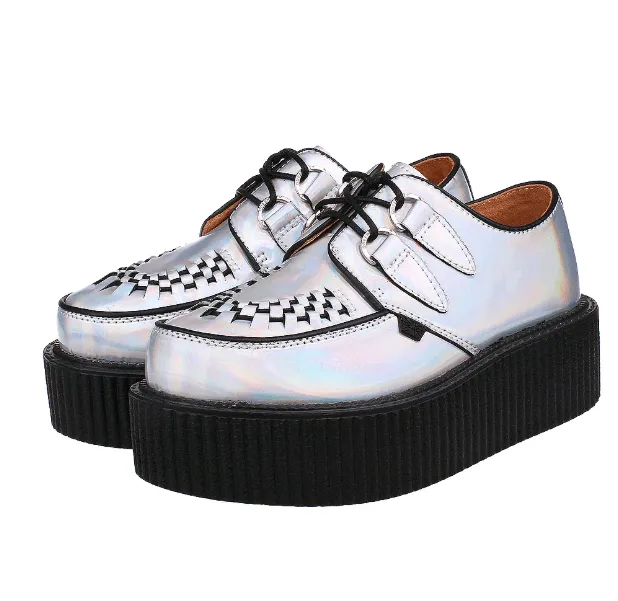 Silver laser illusion Harajuku Brock sponge cake bottom thick men and women shoes platform shoes