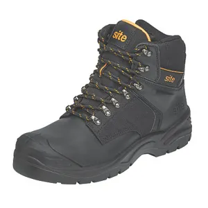 Site Safety Boots Mens Standard Fit Black Leather Waterproof Steel Toe Size 12