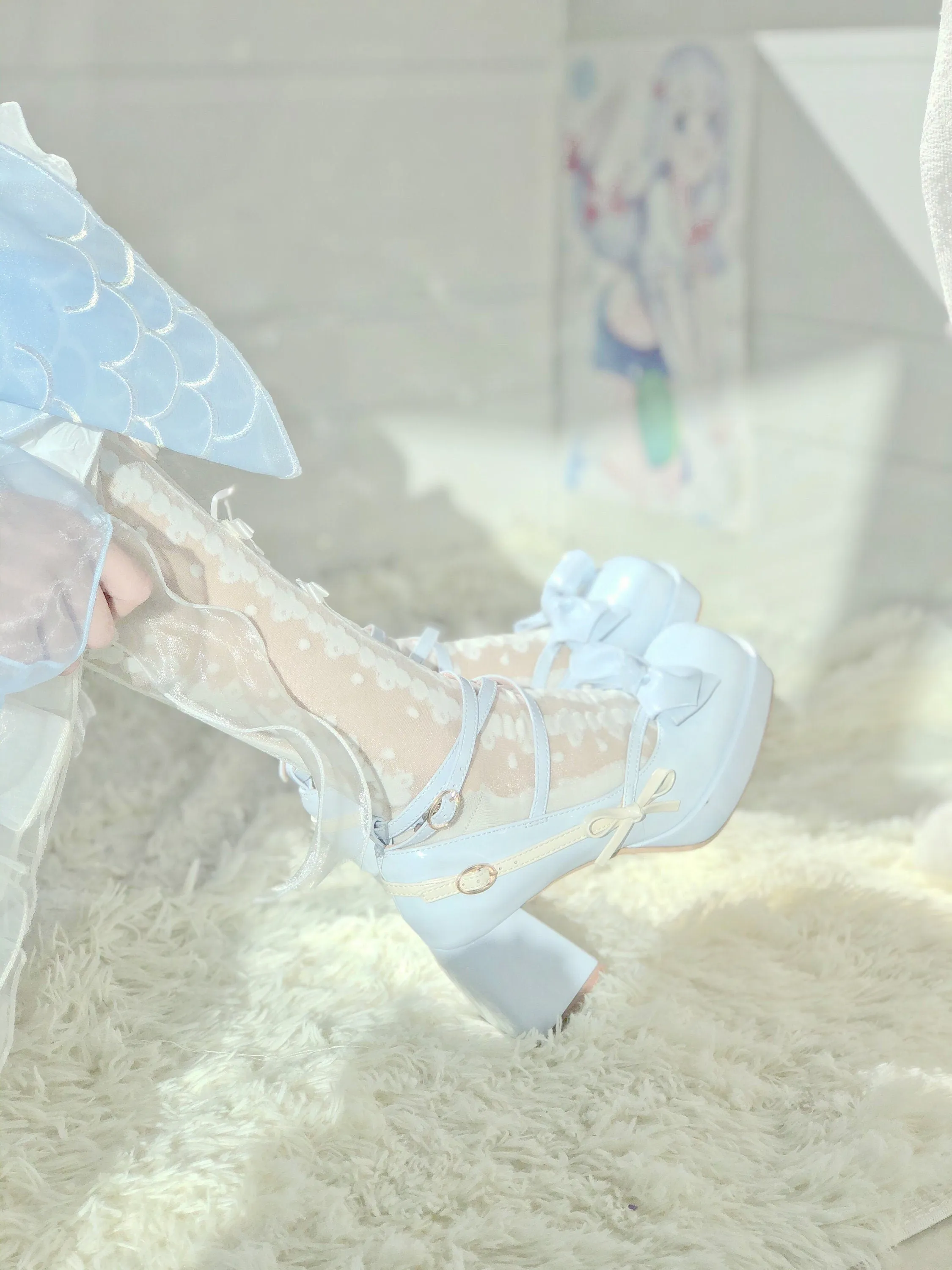 Solid Mary Jane High Heels, Lolita Bow Decor High Heels, Front Strap Heels for Women, Square Toe High Heels, Patent Leather Ballet Shoes