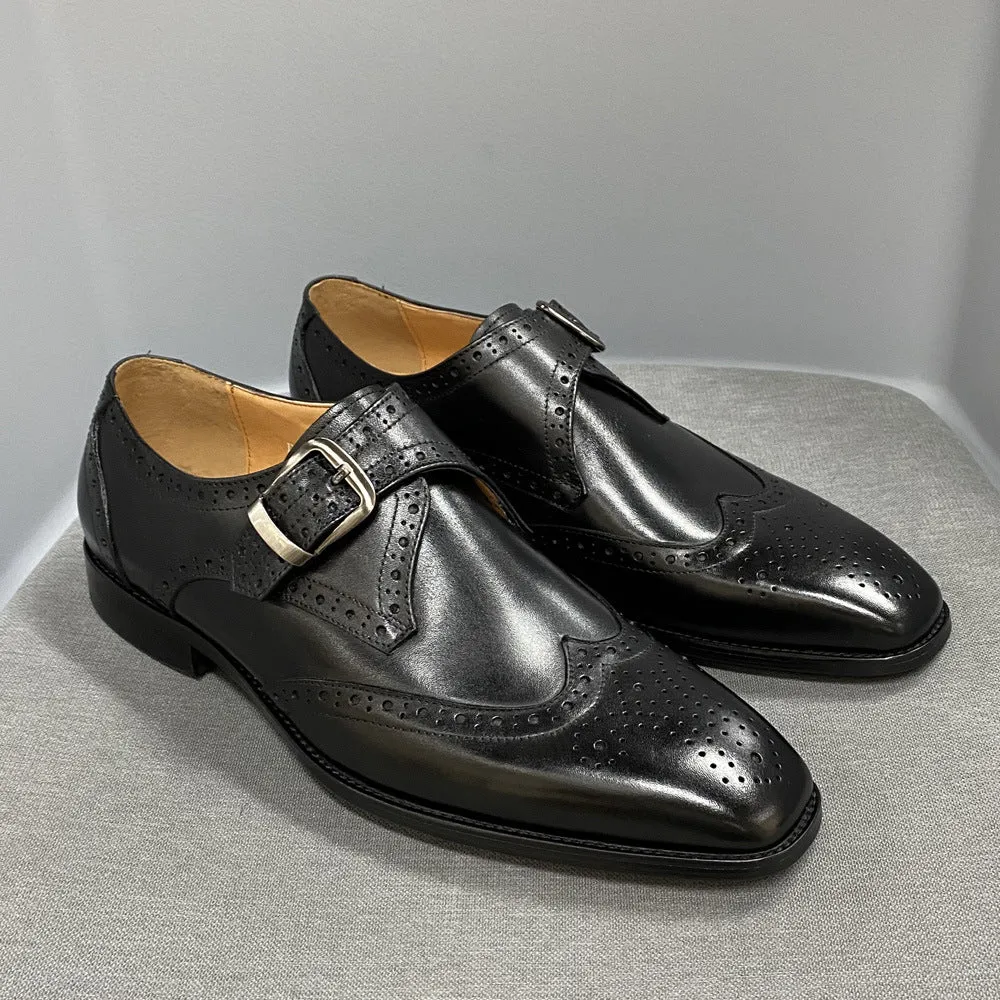 Summer  Business Leather  Broch Carved Cowhide Men's Shoes
