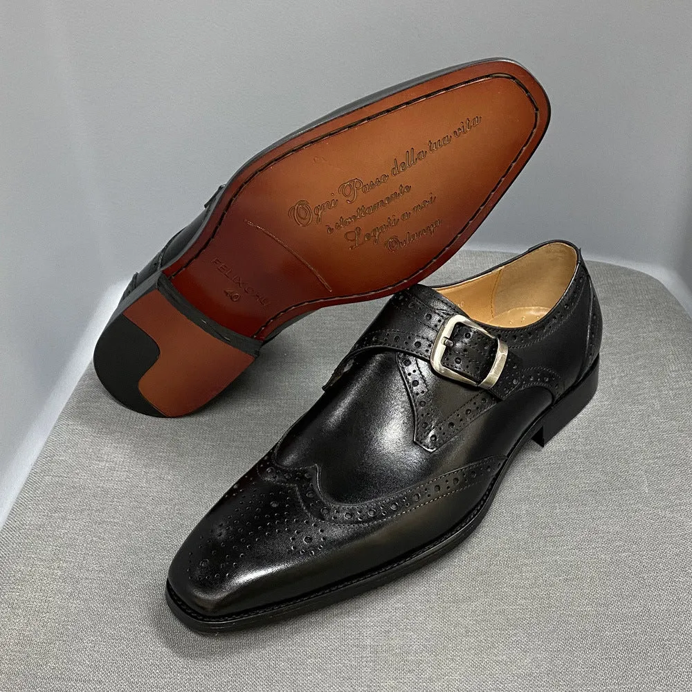 Summer  Business Leather  Broch Carved Cowhide Men's Shoes
