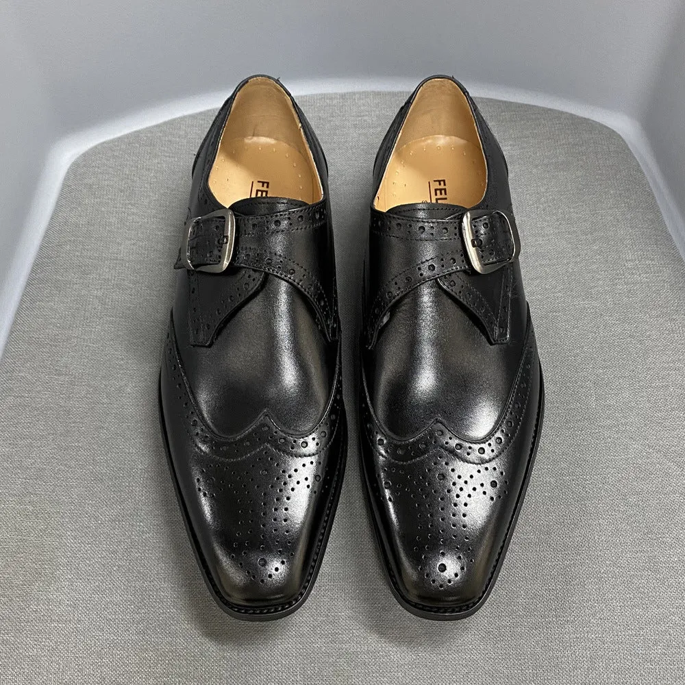 Summer  Business Leather  Broch Carved Cowhide Men's Shoes