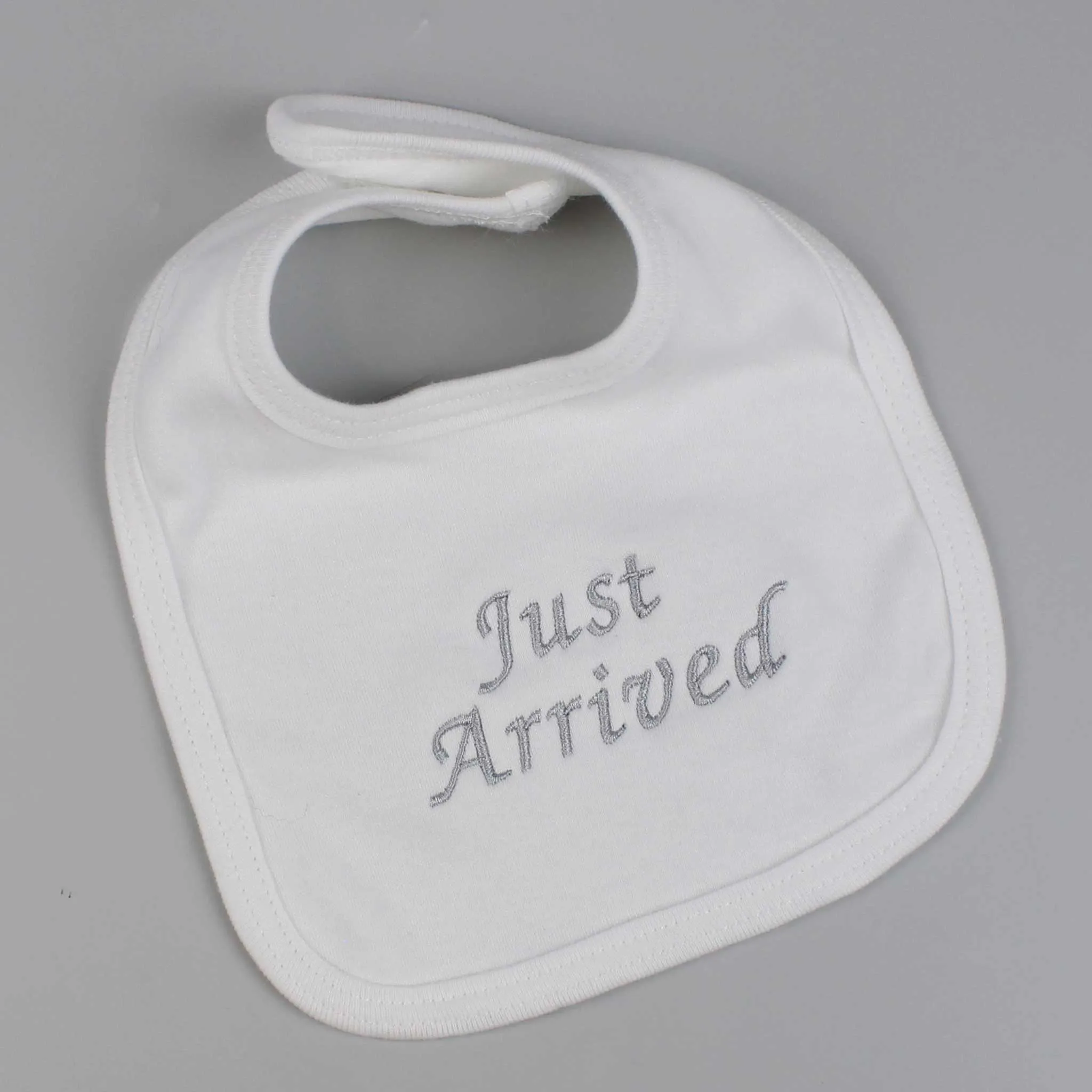 Unisex Baby Just Arrived Bib - White