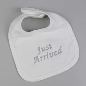 Unisex Baby Just Arrived Bib - White
