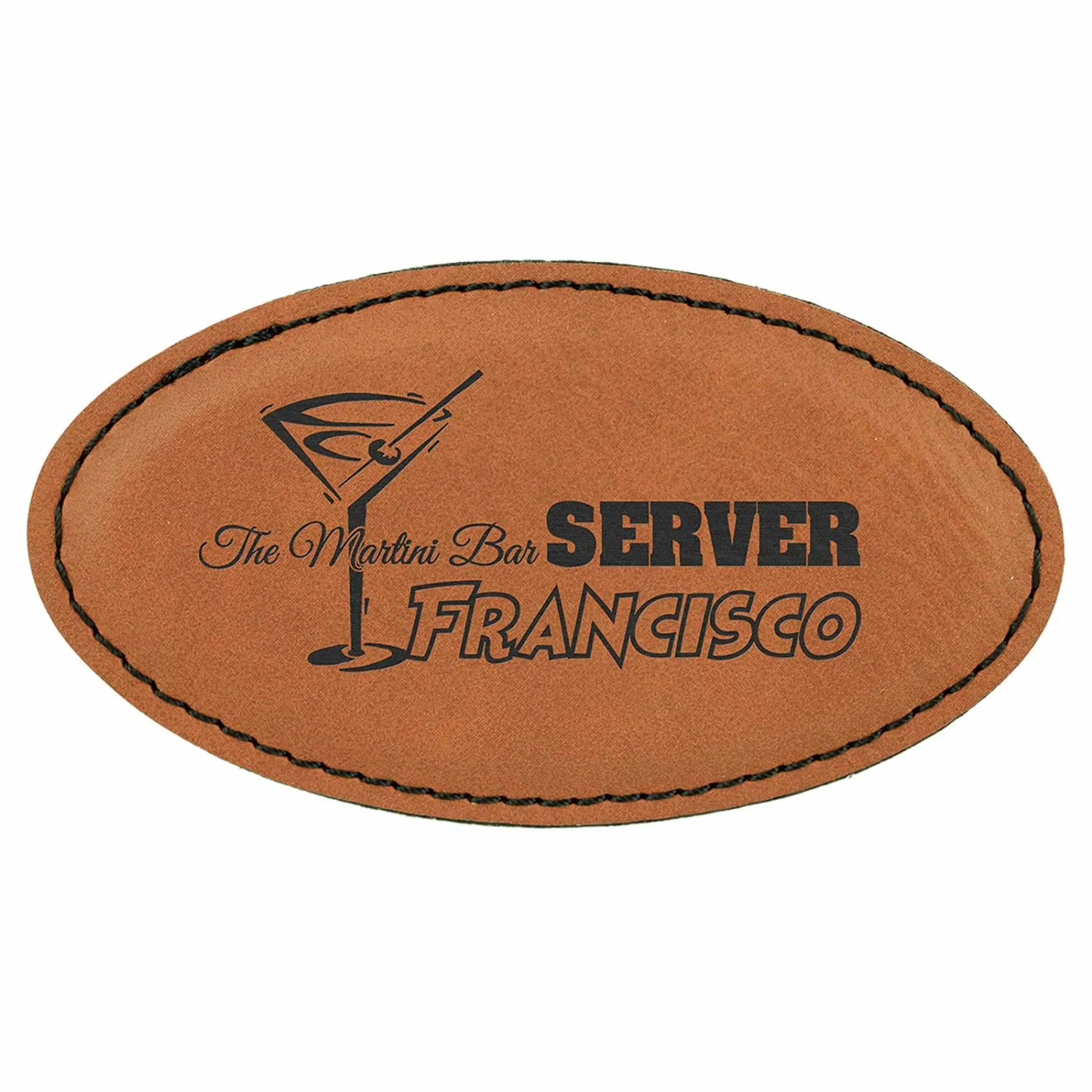 Vegan Leather Badge - Stitched Edge