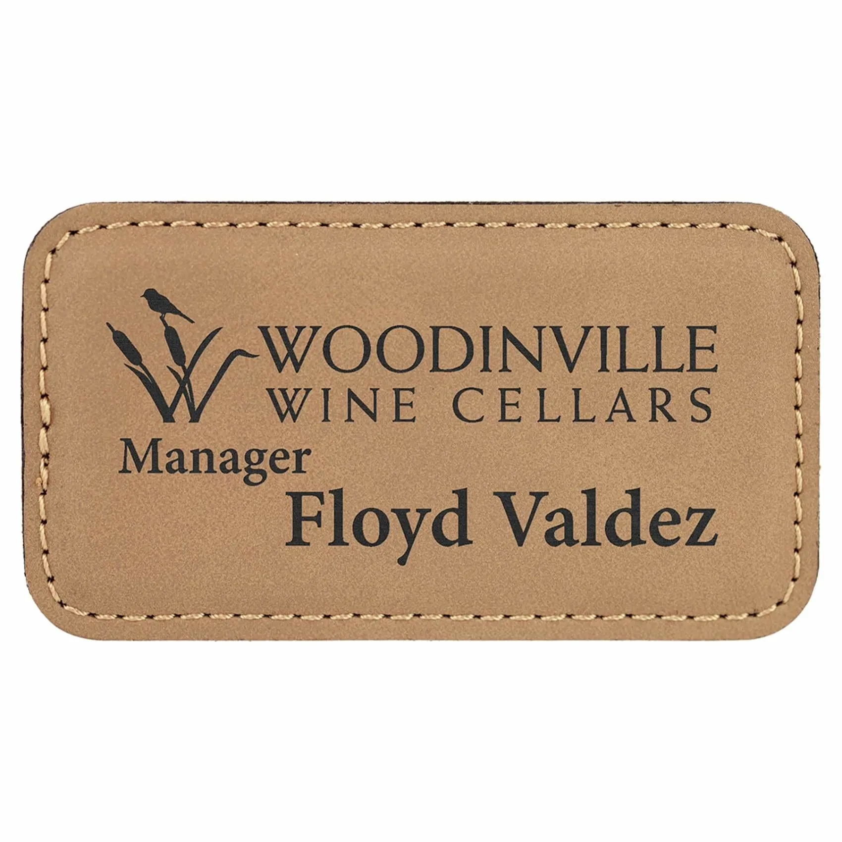Vegan Leather Badge - Stitched Edge