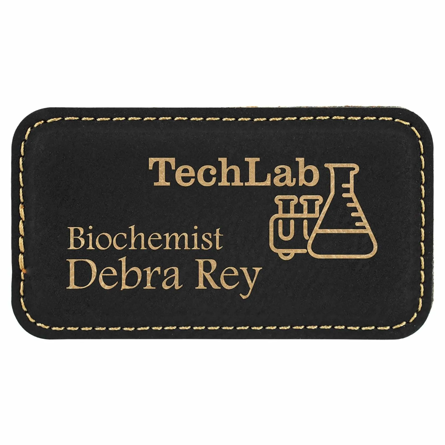 Vegan Leather Badge - Stitched Edge