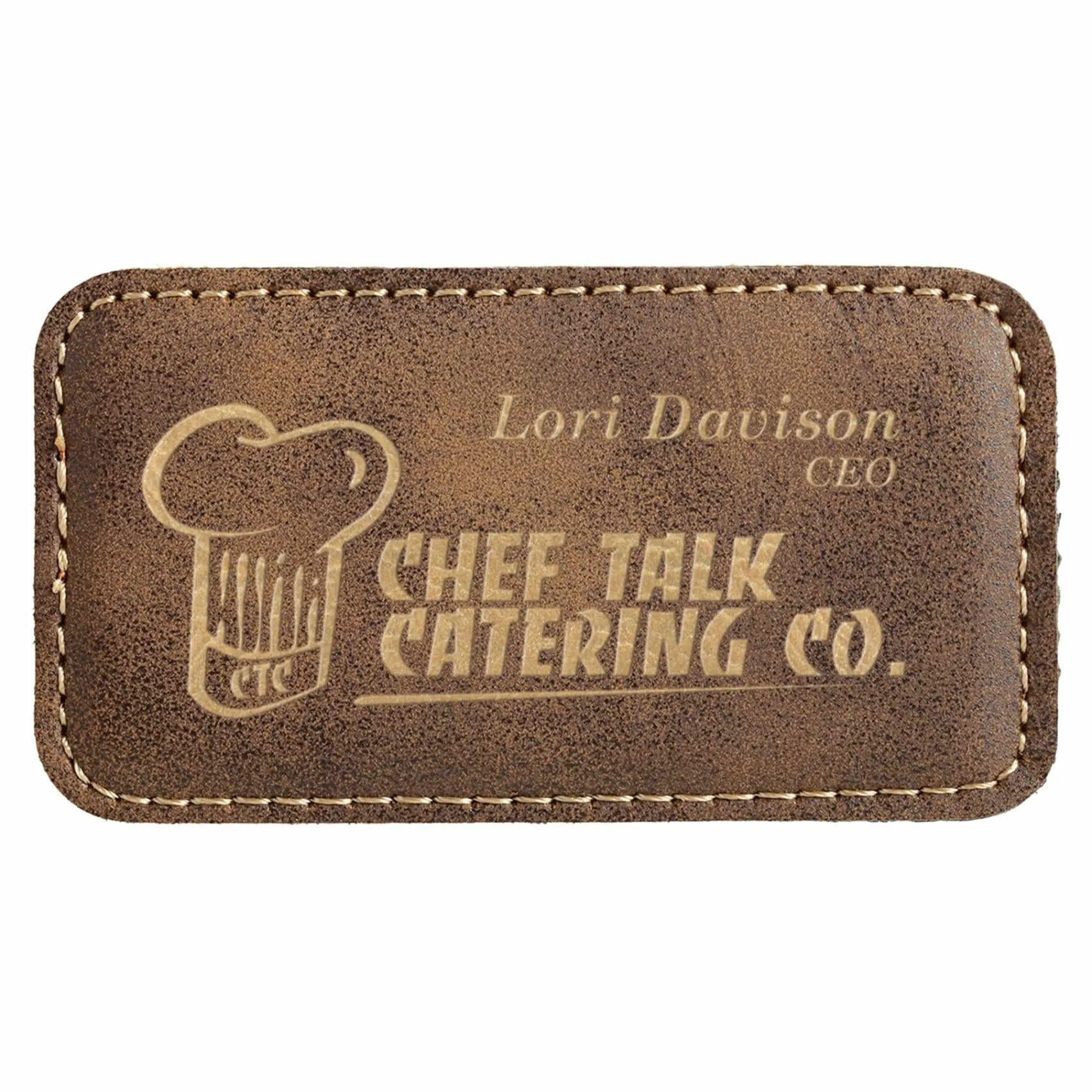 Vegan Leather Badge - Stitched Edge