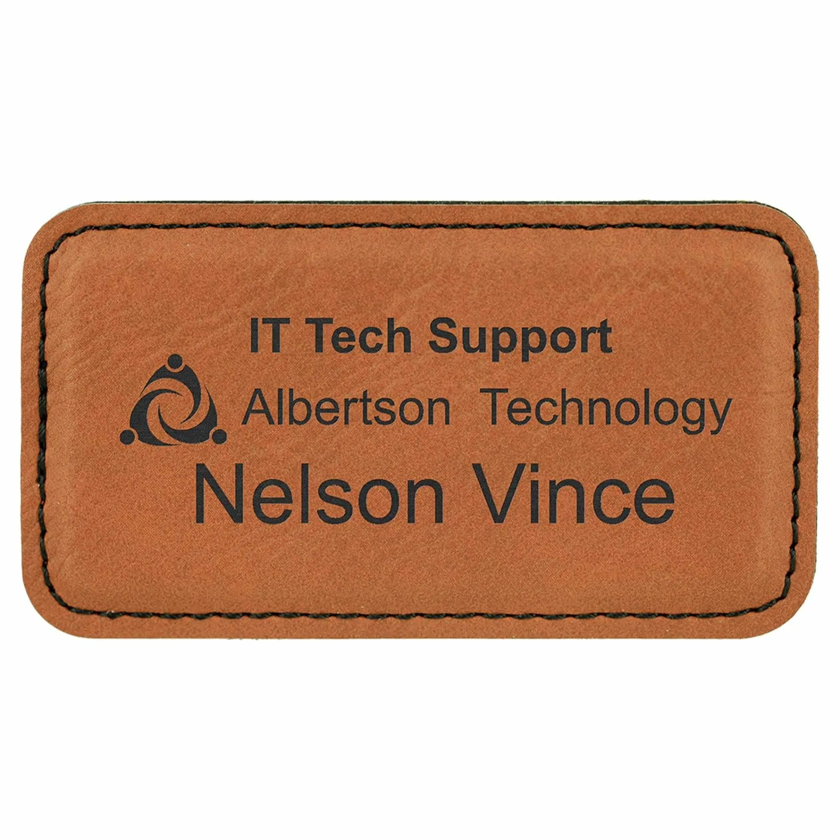 Vegan Leather Badge - Stitched Edge