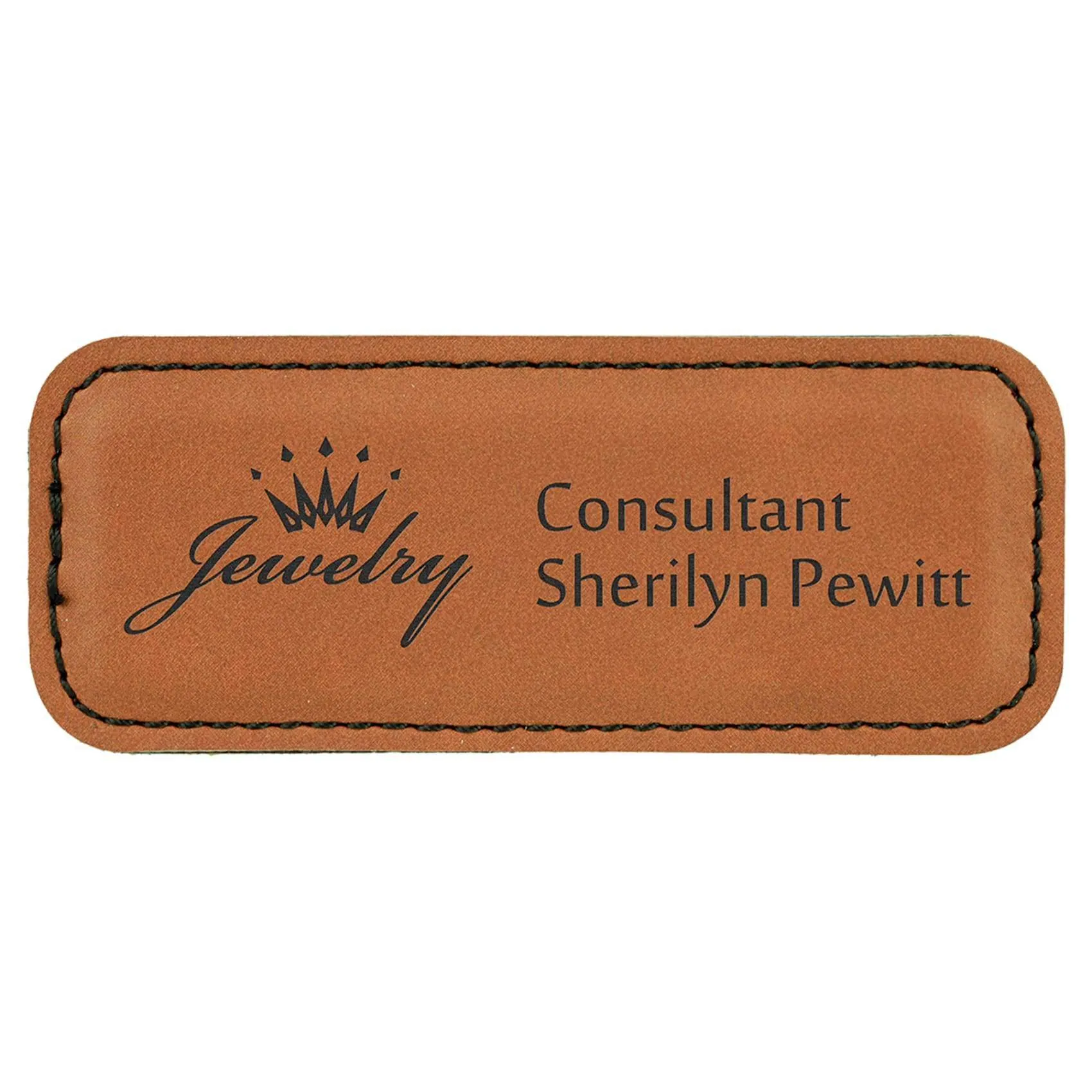 Vegan Leather Badge - Stitched Edge