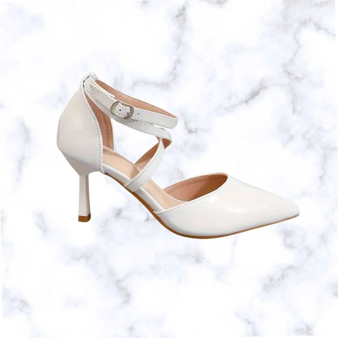 VougeVamp Elegant Glitter Stiletto Heels – Strappy Pointed Toe Pumps for Weddings & Parties