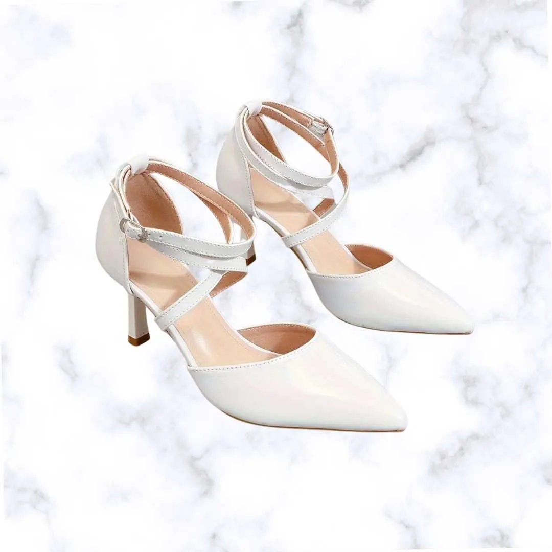 VougeVamp Elegant Glitter Stiletto Heels – Strappy Pointed Toe Pumps for Weddings & Parties